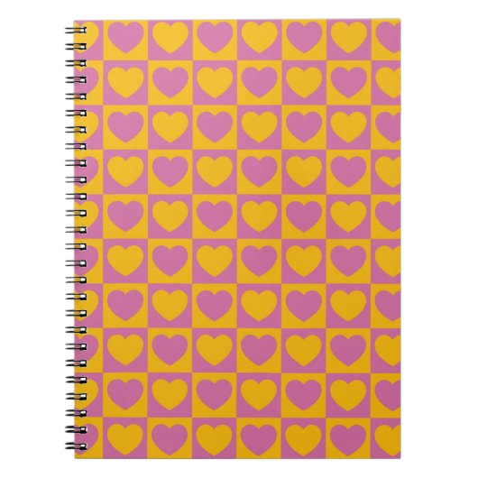 Carnet Petits coeurs d'échecs grille sans couture motif. (Devant)