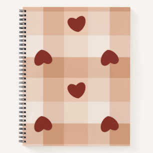 Carnet Petits cœurs rouges motif gingham cosy Prépa