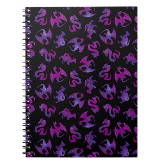 Carnet Petits dragons de l'espace roses et violets (Devant)