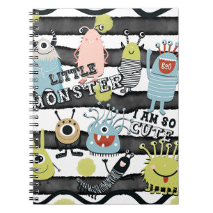 Carnet Petits Monstres Mignons Rayure Moderne Aquarelle É