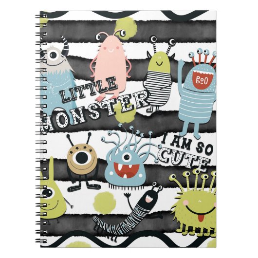 Carnet Petits Monstres Mignons Rayure Moderne Aquarelle É (Devant)