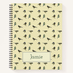 Carnet Petits oiseaux motif sur personnalisé beige