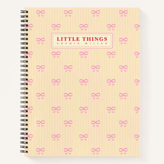 Carnet Petits Trucs Rubans Coquette Personnalisés Jaune (Devant)