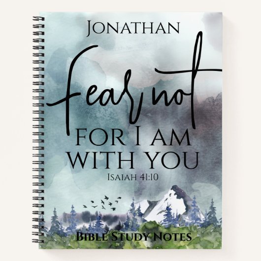 Carnet Peur Pas Bible Verse Aquarelle Nature Pour Lui (Devant)