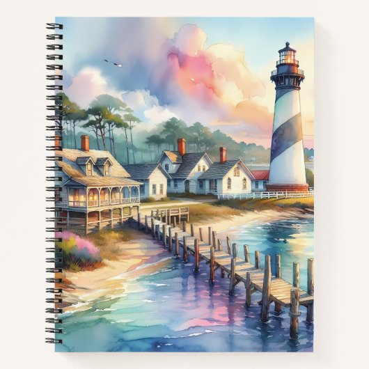 Carnet Phare côtier et chalets de plage Scène (Devant)