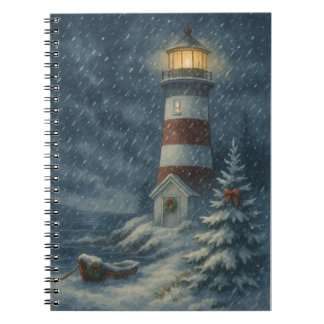 Carnet Phare en Snowstorm Carte de Noël