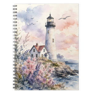 Carnet Phare peint à l'aquarelle