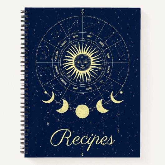 Carnet Phases de la lune de soleil céleste Zodiac Recette (Devant)