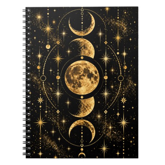 Carnet Phases de lune céleste or (Devant)