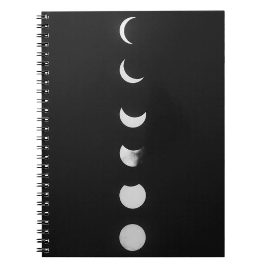 Carnet Phases de lune et Eclipse en noir et blanc photo (Devant)