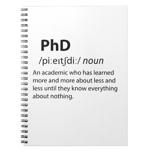 Carnet PhD Drôle Dictionnaire Définition (Devant)