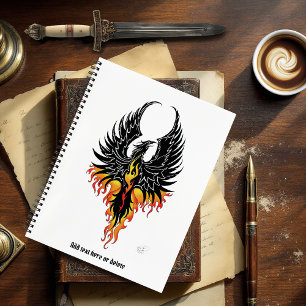 Carnet Phénix Ardente Oiseau de Feu Tribal Noir Flammes