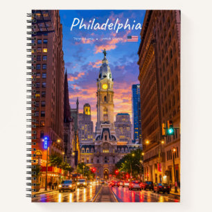 Carnet Philadelphie, États-Unis - Hôtel de ville, ciel cr