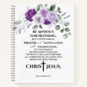 Carnet Philippiens 4:6-7 Écriture Fleurs violettes pourpr (Devant)