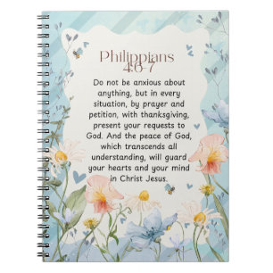 Carnet Philippiens 4:6-7 Verset de la Bible chrétienne Aq
