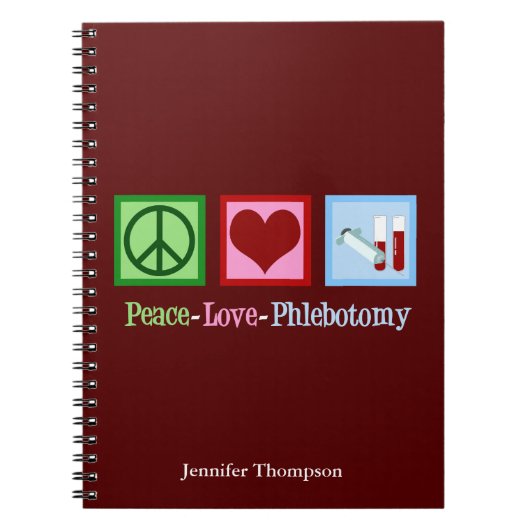 Carnet Phlebotomiste Peace Love Phlebotomie Bureau Person (Devant)