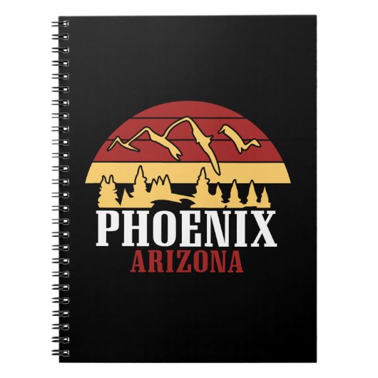 Carnet Phoenix Arizona Skyline Art Print Retro Sunset (Devant)