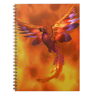 Carnet Phoenix coloré volant contre un Arrière - plan enf