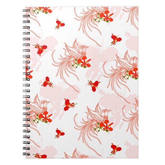 Carnet Phoenix Oiseau Et Phoenix Fleur Motif Sans Faille (Devant)