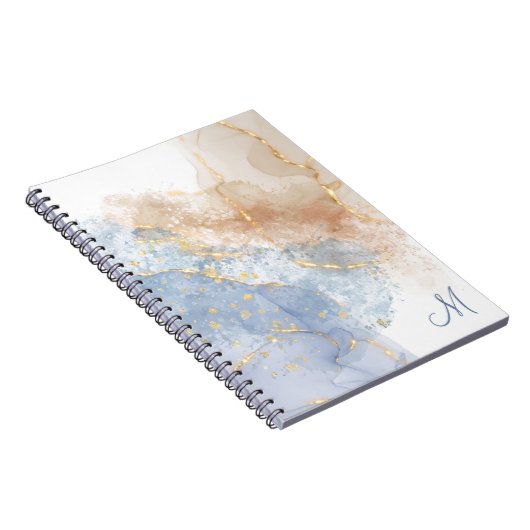 Carnet Photo Abstraite en bleu, en bleu et en or (Côté Droit)