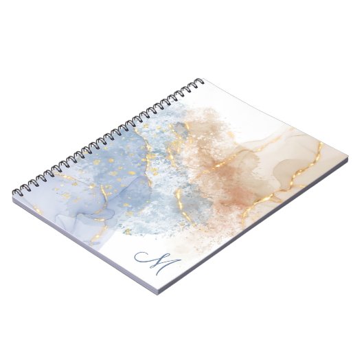 Carnet Photo Abstraite en bleu, en bleu et en or (Côté gauche)