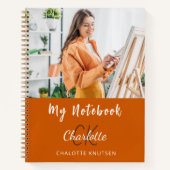Carnet Photo brûlé orange nom monogramme (Devant)