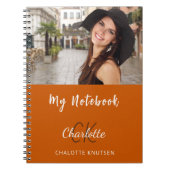 Carnet Photo brûlé orange nom monogramme (Devant)