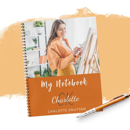 Carnet Photo brûlé orange nom monogramme