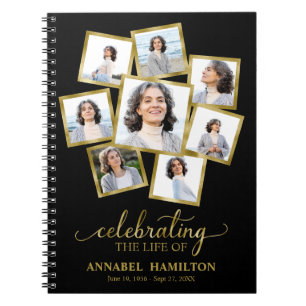 Carnet Photo Collage Memorial Funeral Black Guest Book