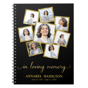 Carnet Photo Collage Memorial Funeral Black Guest Book