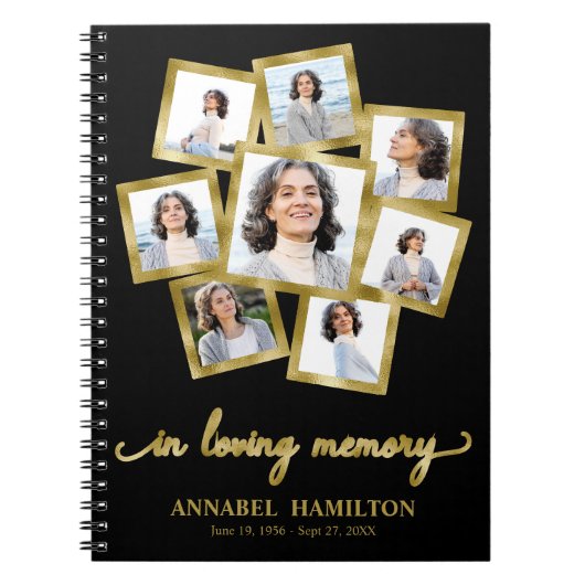 Carnet Photo Collage Memorial Funeral Black Guest Book (Devant)