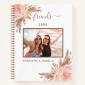 Carnet Photo d'amis herbe de pampa florale rose blanc (Devant)