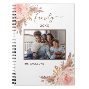 Carnet Photo de famille pampas herbe rose floral blanc
