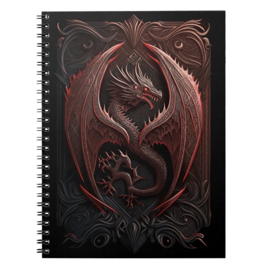Carnet photo de la spirale de dragon rouge et noir (Devant)
