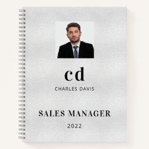 Carnet Photo de l'initiale du nom en argent pour affaires