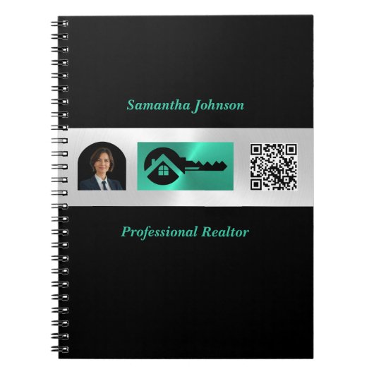 Carnet Photo de luxe Turquoise & Clé QR Immobilier (Devant)