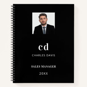 Carnet Photo de nom initiales noir blanc affaires