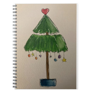 Carnet Photo de peinture à l'aquarelle de l'arbre de Noël