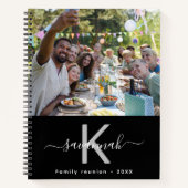 Carnet Photo de réunion familiale noir blanc monogramme (Devant)