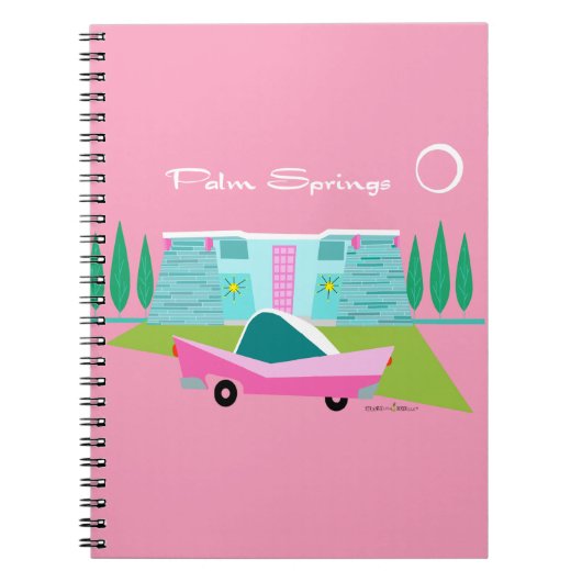 Carnet photo en spirale Retro rose Palm Springs (Devant)