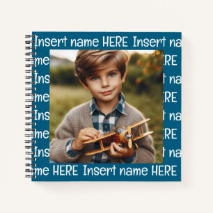 Carnet Photo et titre personnalisés - Bleu océan pour tou