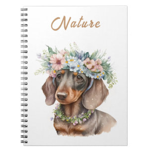 Carnet photo floral mignon Dachshund Chien Spiral