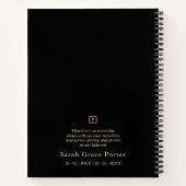 Carnet Photo ornementale évoquant les funérailles aimées  (Dos)