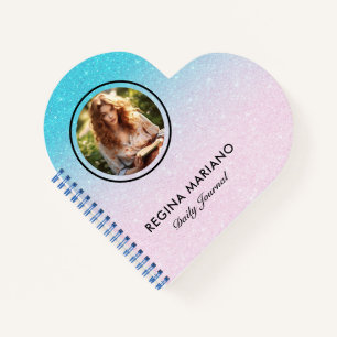 Carnet Photo personnalisée bleu vert parties scintillant 