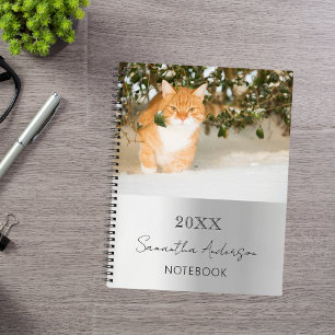Carnet Photo personnalisée chat animal argent