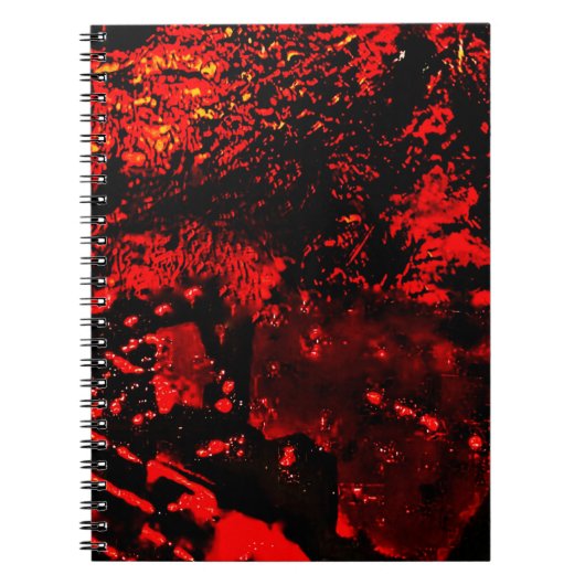 Carnet photo spirale rouge texture dans le noir (Devant)