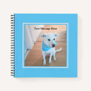 Carnet Photo Sweet White Chien chiot dans Baby Blue Scarf