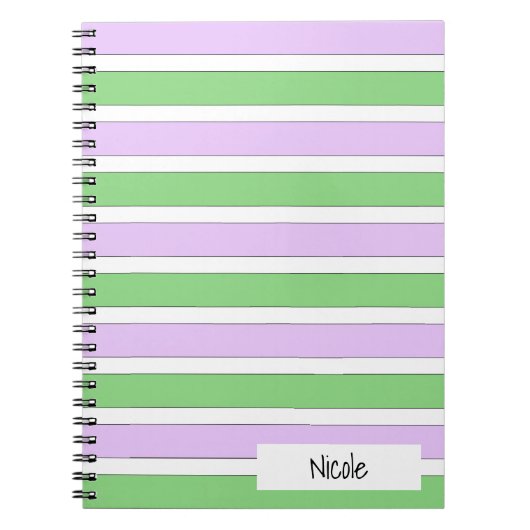 Carnet photo White, Lilac et Green Stripes (Devant)