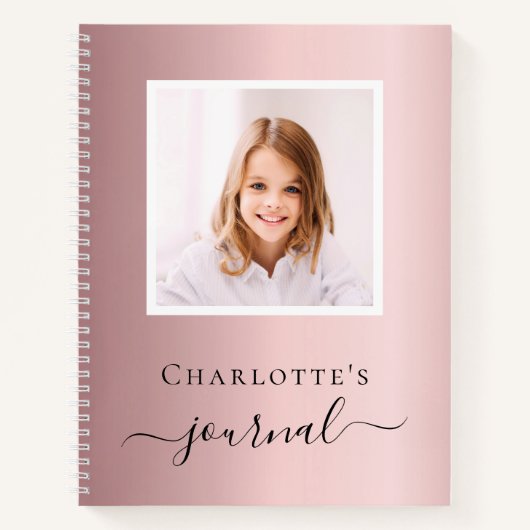 Carnet Photographie rose poudré enfants typographie (Devant)