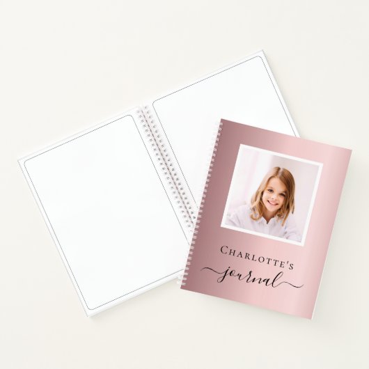 Carnet Photographie rose poudré enfants typographie (Intérieur)